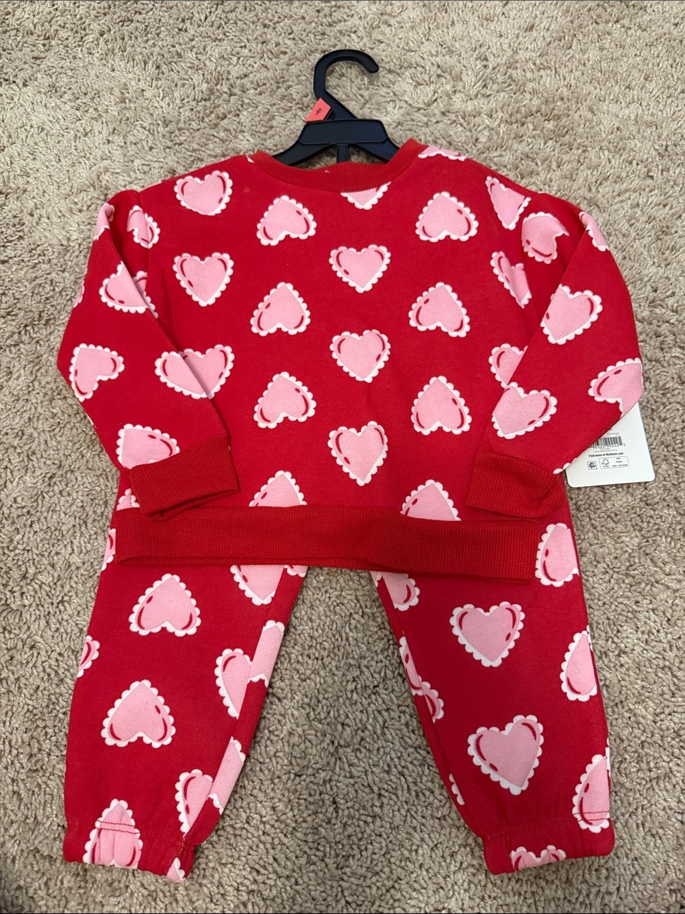 Way to Celebrate Brilliant red kids heart matching set size 2T-NWT